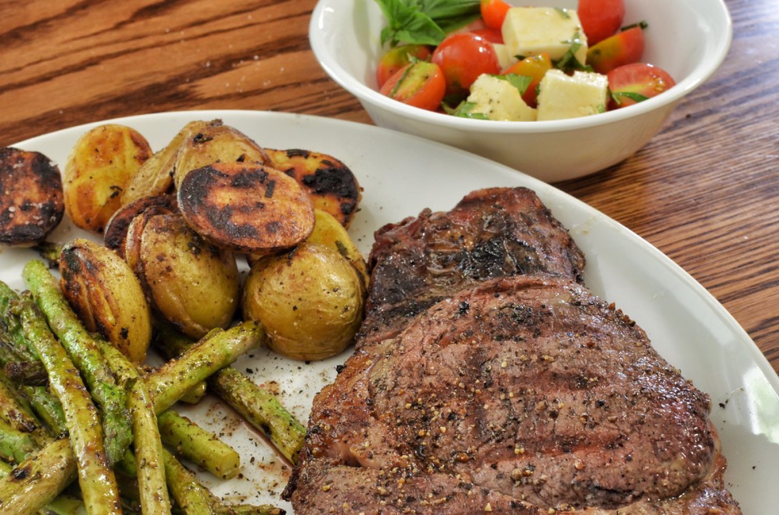 Grilled steak dinner